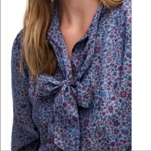 J. Crew liberty tie neck blouse colombo chambray S